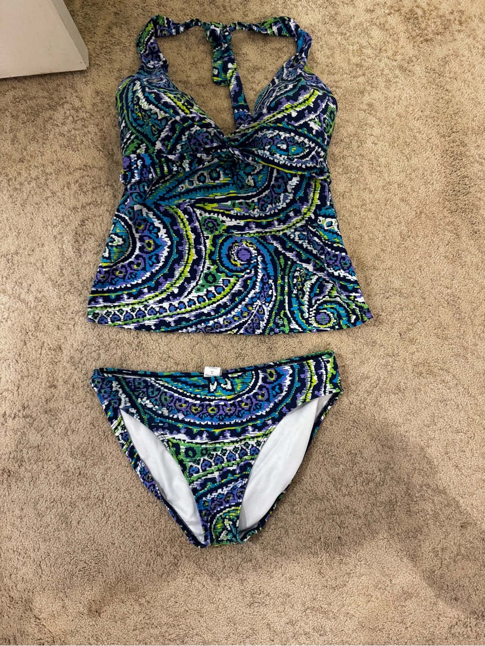 Lauren by Ralph Lauren Blue Green Paisley Tankini Set